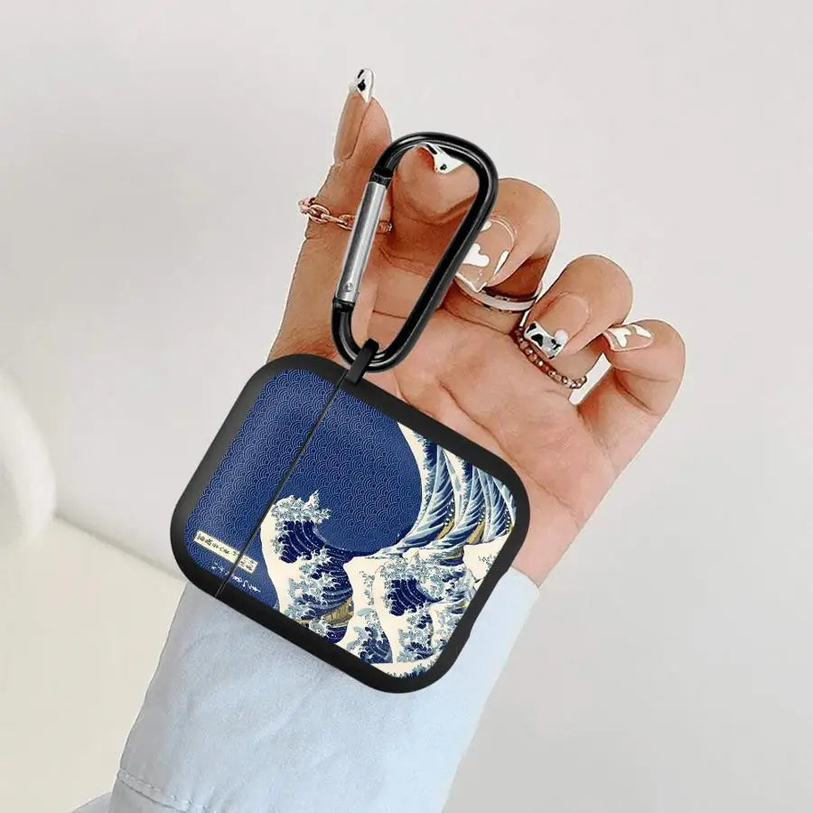 Cartoon Ocean Tsunami Earphone Cases Cover Case for Airpods 3 2 4 1 Pro3 Pro Pro2