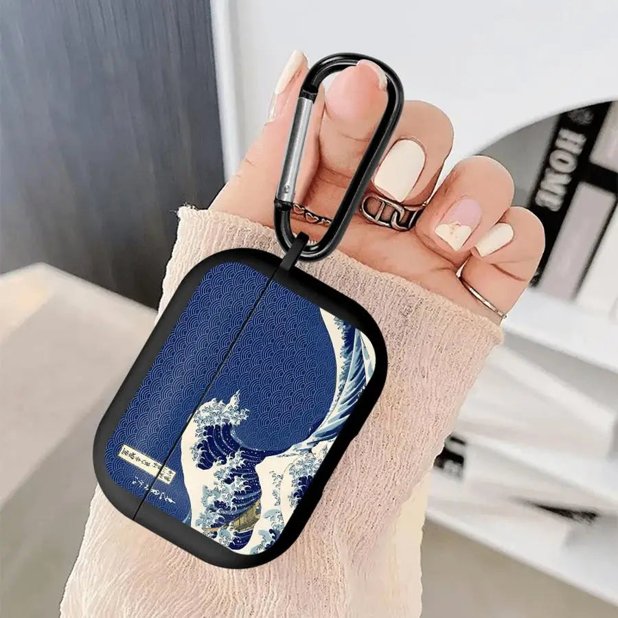 Cartoon Ocean Tsunami Earphone Cases Cover Case for Airpods 3 2 4 1 Pro3 Pro Pro2