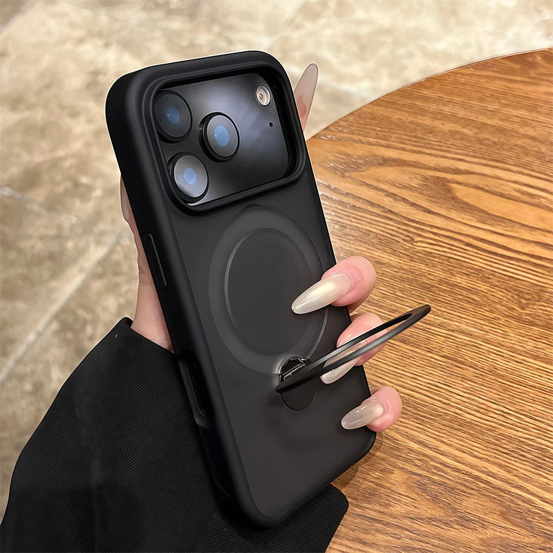 For Magsafe Metal Car Holder Ring Phone Case for Iphone 17 Pro Max 17 Air 16 15 Pro 14 13 12 11 Magnetic Bumper Back Cases Cover