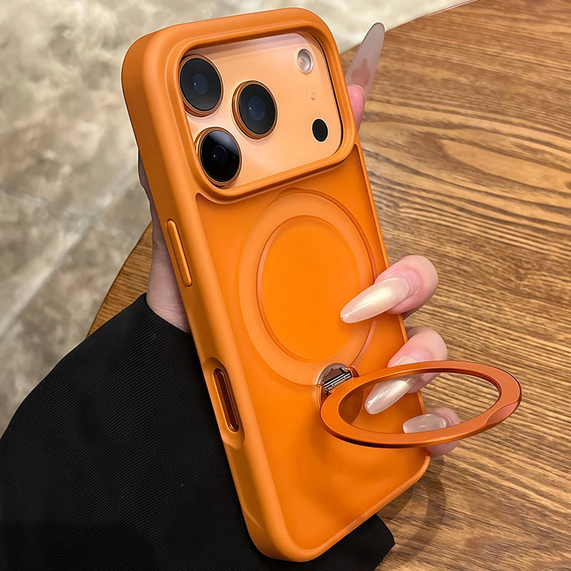 For Magsafe Metal Car Holder Ring Phone Case for Iphone 17 Pro Max 17 Air 16 15 Pro 14 13 12 11 Magnetic Bumper Back Cases Cover