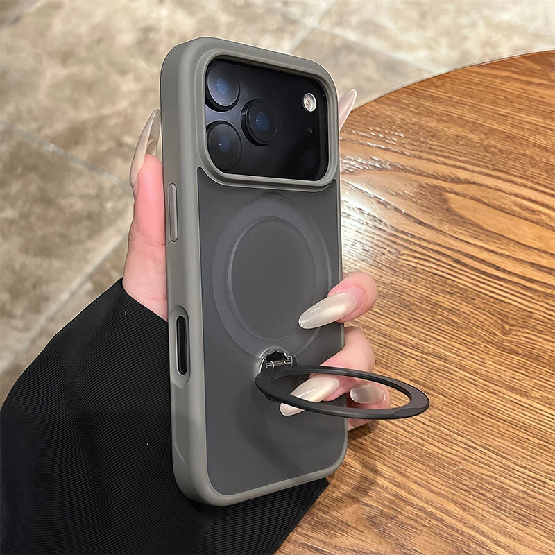 For Magsafe Metal Car Holder Ring Phone Case for Iphone 17 Pro Max 17 Air 16 15 Pro 14 13 12 11 Magnetic Bumper Back Cases Cover