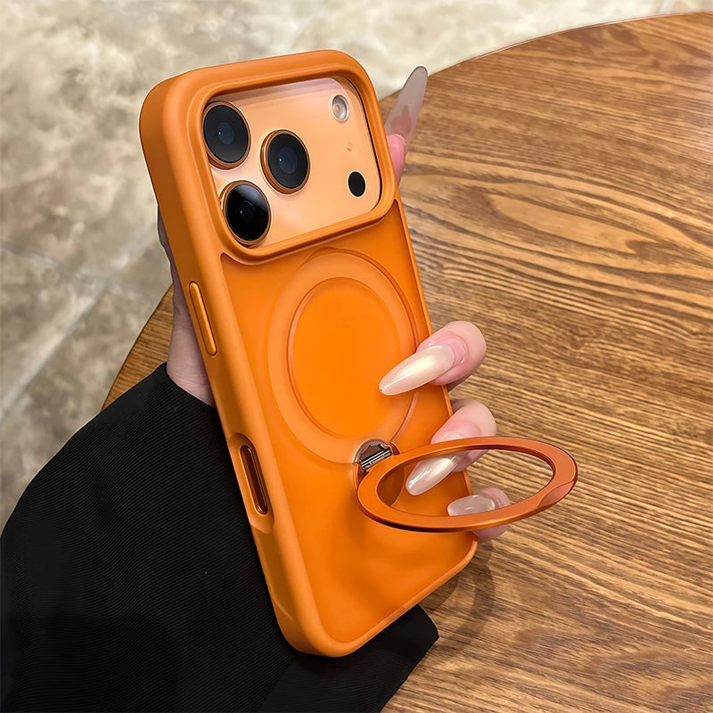 For Magsafe Metal Car Holder Ring Phone Case for Iphone 17 Pro Max 17 Air 16 15 Pro 14 13 12 11 Magnetic Bumper Back Cases Cover
