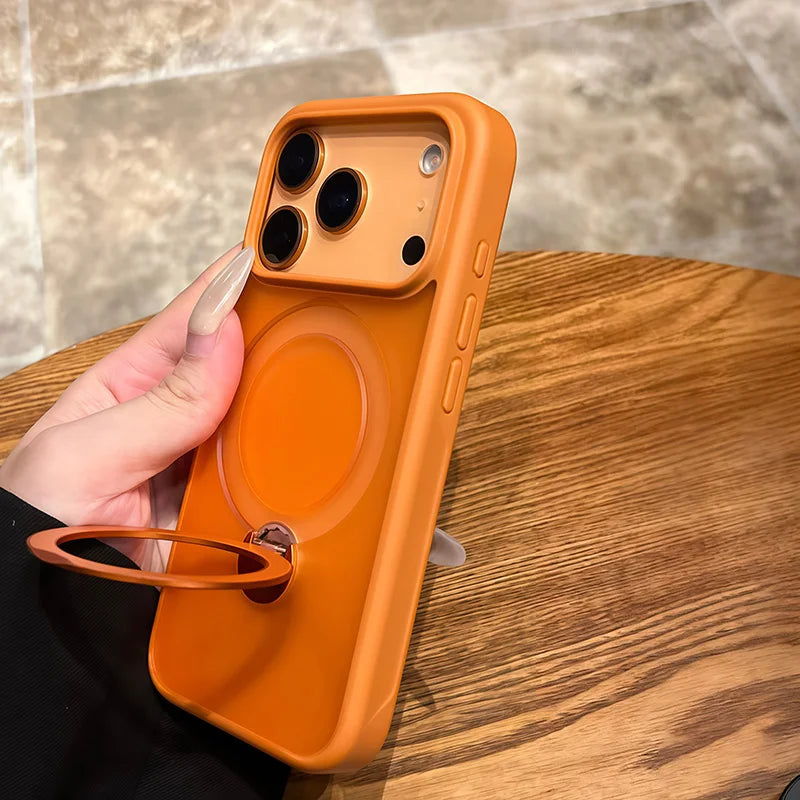 For Magsafe Metal Car Holder Ring Phone Case for Iphone 17 Pro Max 17 Air 16 15 Pro 14 13 12 11 Magnetic Bumper Back Cases Cover