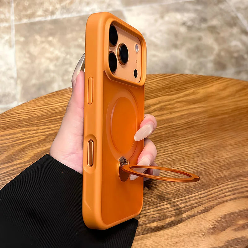 For Magsafe Metal Car Holder Ring Phone Case for Iphone 17 Pro Max 17 Air 16 15 Pro 14 13 12 11 Magnetic Bumper Back Cases Cover