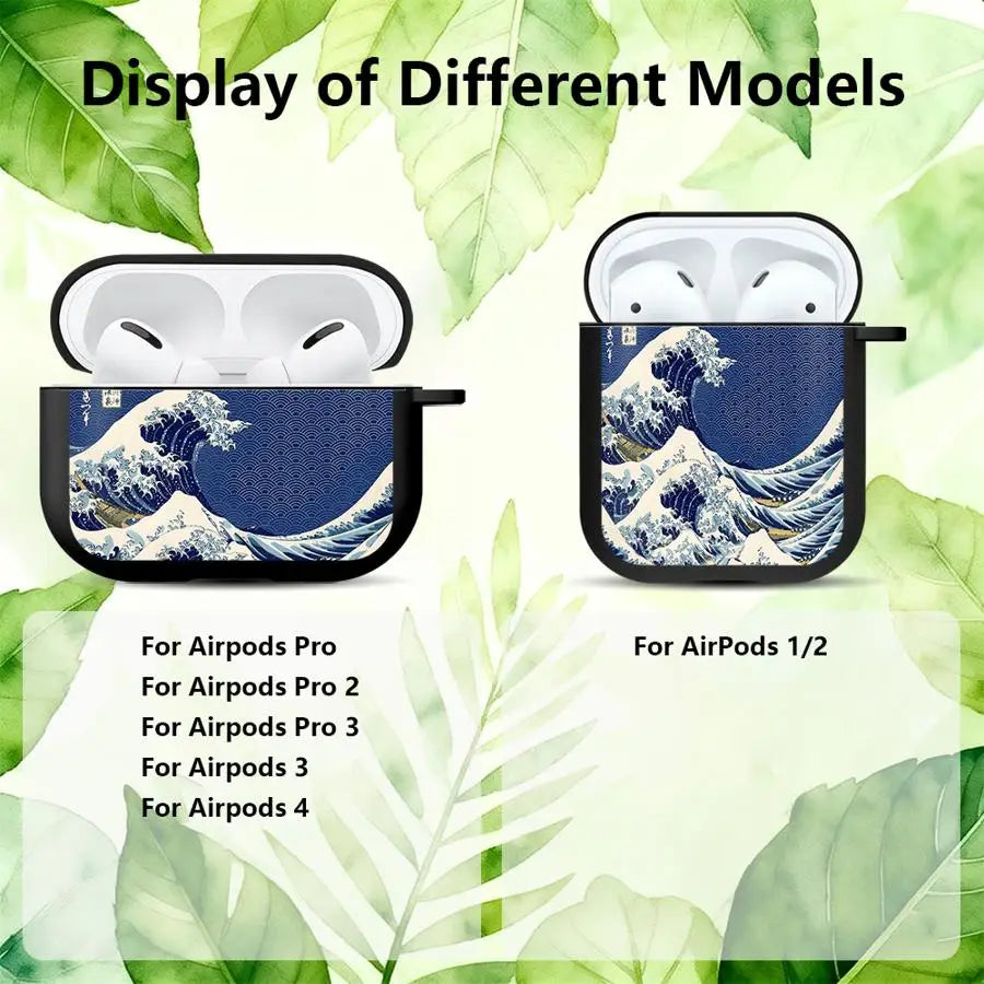 Cartoon Ocean Tsunami Earphone Cases Cover Case for Airpods 3 2 4 1 Pro3 Pro Pro2
